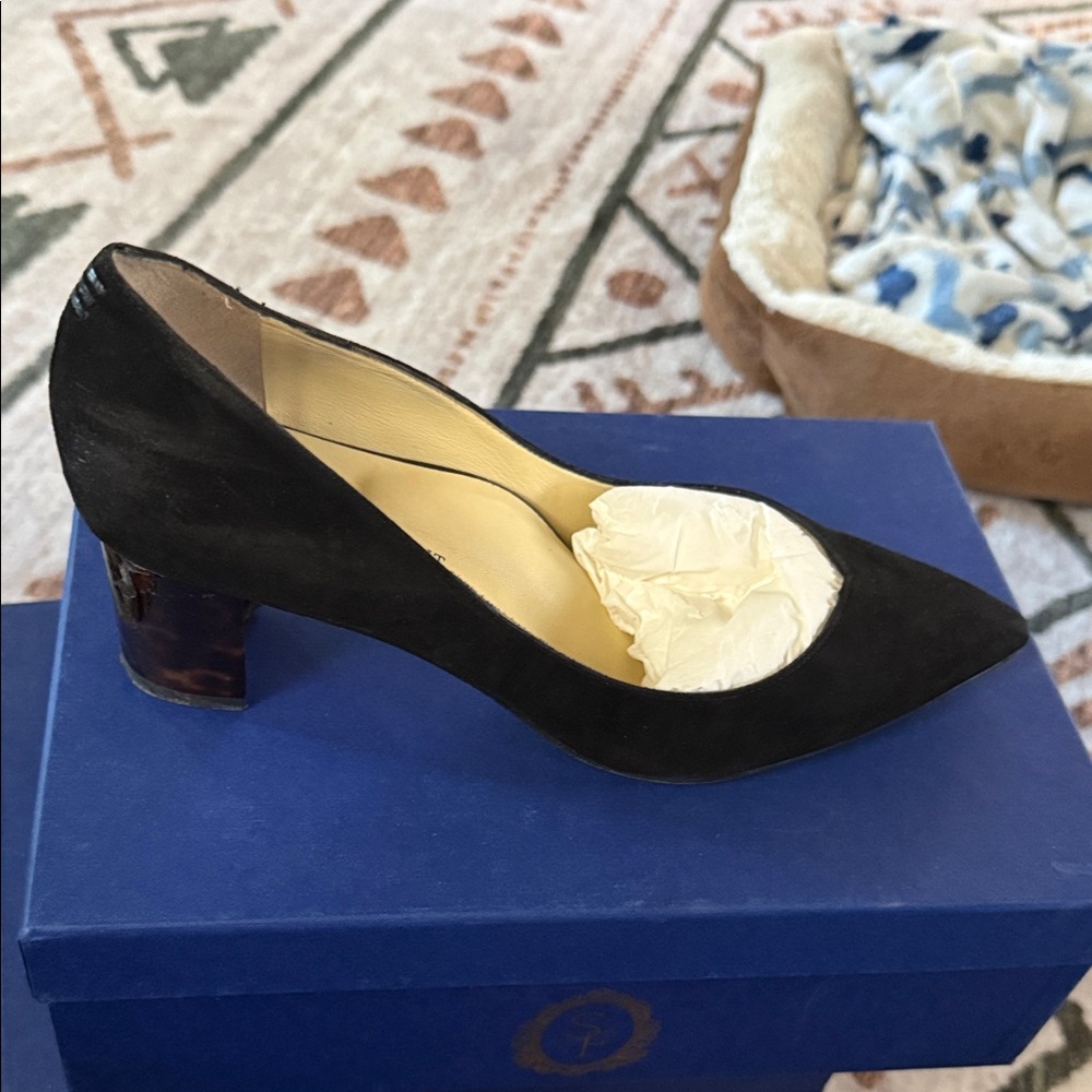 Sarah Flint Black Suede Pointed Mid Heel Pump